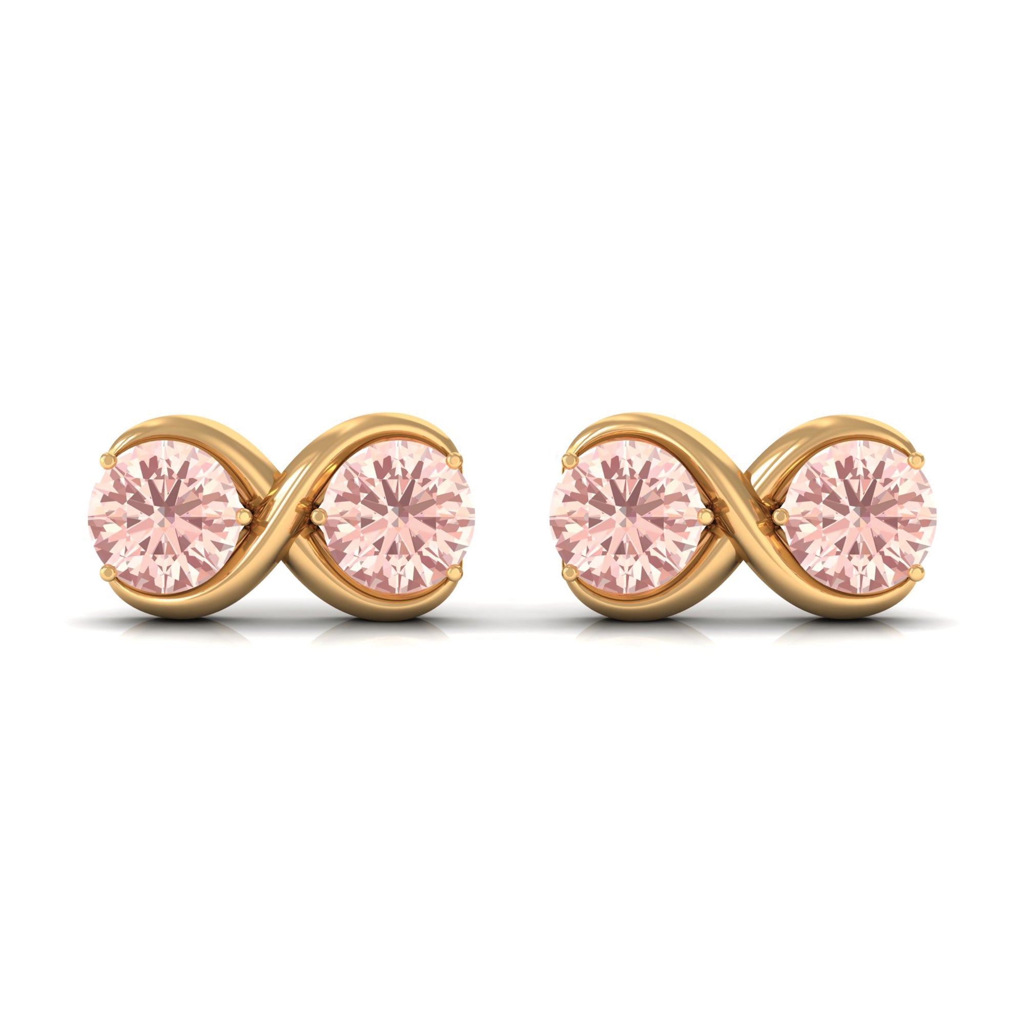 1 CT Simple Morganite Two Stone Infinity Stud Earrings Morganite - ( AAA ) - Quality - Rosec Jewels