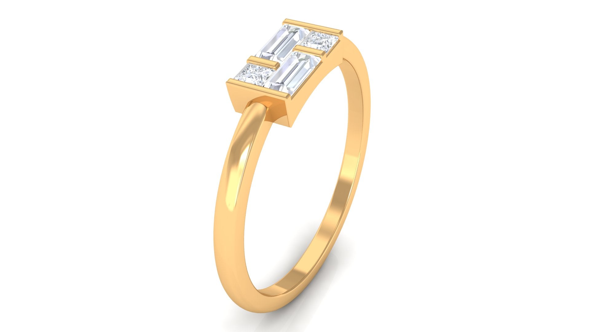 1/2 CT Simple Diamond Gold Promise Ring in Bar Setting Diamond - ( HI-SI ) - Color and Clarity - Rosec Jewels