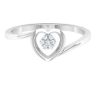 Gold Heart Bypass Ring with Diamond Cluster Diamond - ( HI-SI ) - Color and Clarity - Rosec Jewels