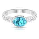 Solitaire Engagement Band Ring with 2 CT Swiss Blue Topaz and Diamond Swiss Blue Topaz - ( AAA ) - Quality - Rosec Jewels
