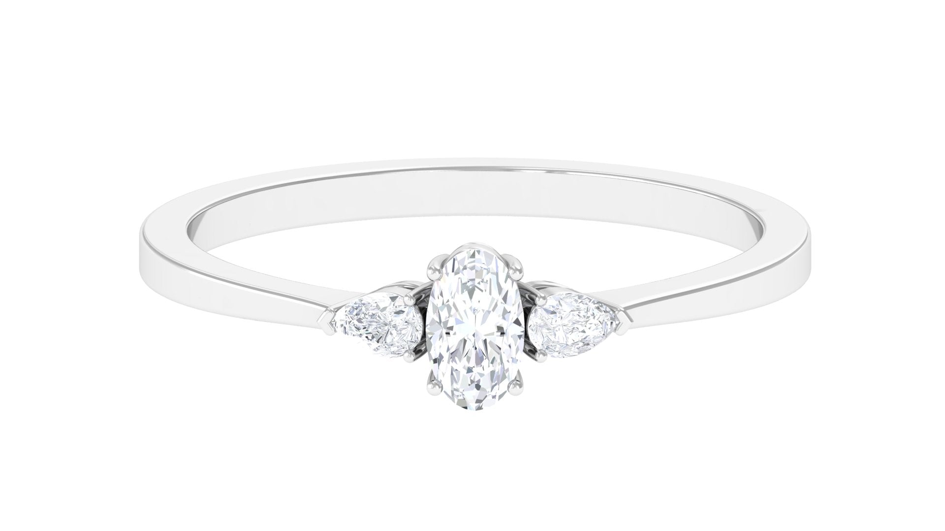 1/2 CT Diamond Three Stone Engagement Ring in Gold Diamond - ( HI-SI ) - Color and Clarity - Rosec Jewels