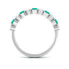 Genuine Emerald and Diamond Alternate Semi Eternity Ring Emerald - ( AAA ) - Quality - Rosec Jewels