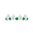 Zigzag Half Eternity Ring with Emerald and Diamond Emerald - ( AAA ) - Quality - Rosec Jewels