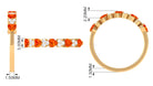 Heart Shape Orange Sapphire and Diamond Half Eternity Ring Orange Sapphire - ( AAA ) - Quality - Rosec Jewels