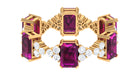 5 CT Certified Rhodolite and Moissanite Eternity Ring in Gold Rhodolite - ( AAA ) - Quality - Rosec Jewels