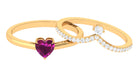 1.25 CT Heart Shape Rhodolite and Diamond Ring Set Rhodolite - ( AAA ) - Quality - Rosec Jewels