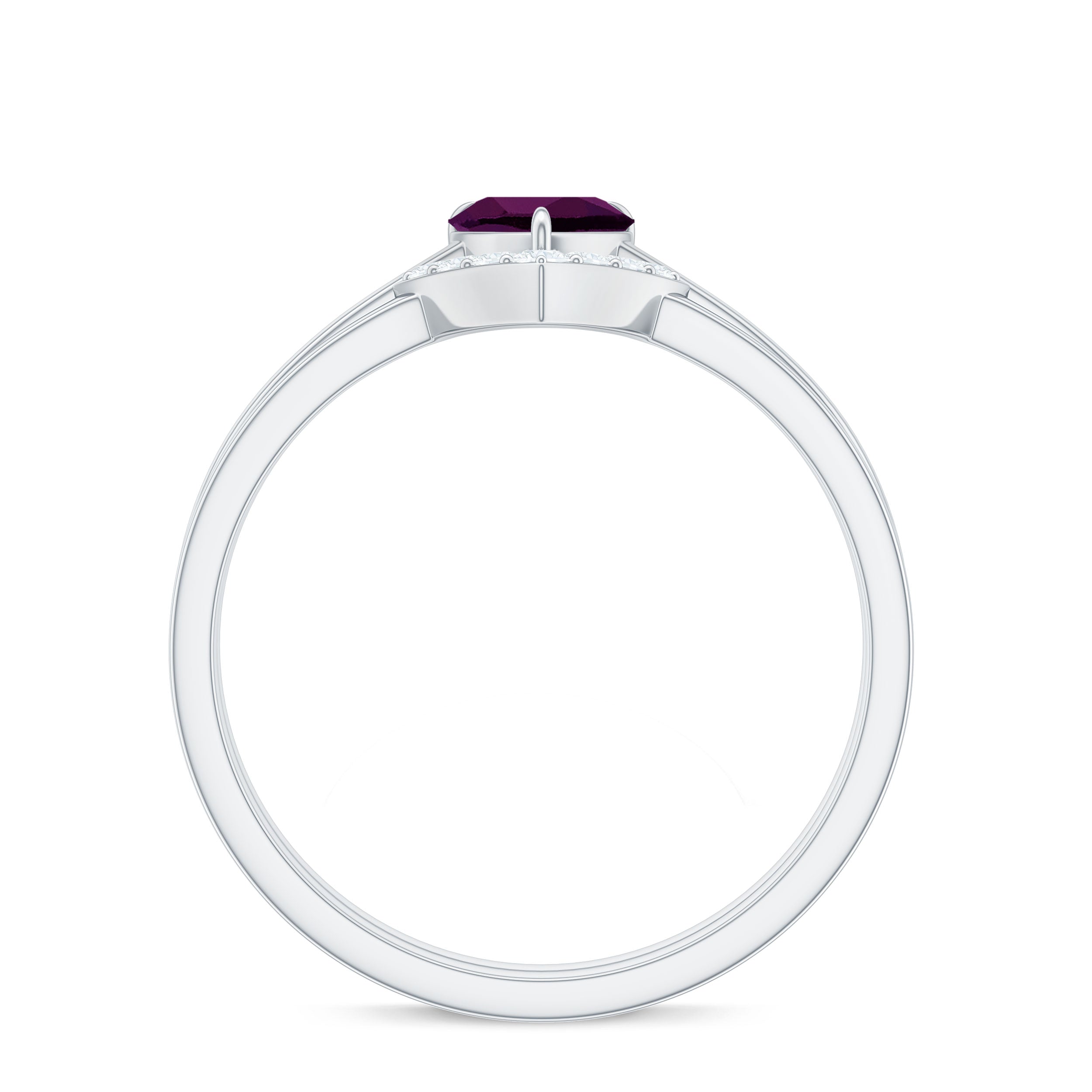 1 CT Natural Rhodolite and Diamond Solitaire Ring Set Rhodolite - ( AAA ) - Quality - Rosec Jewels