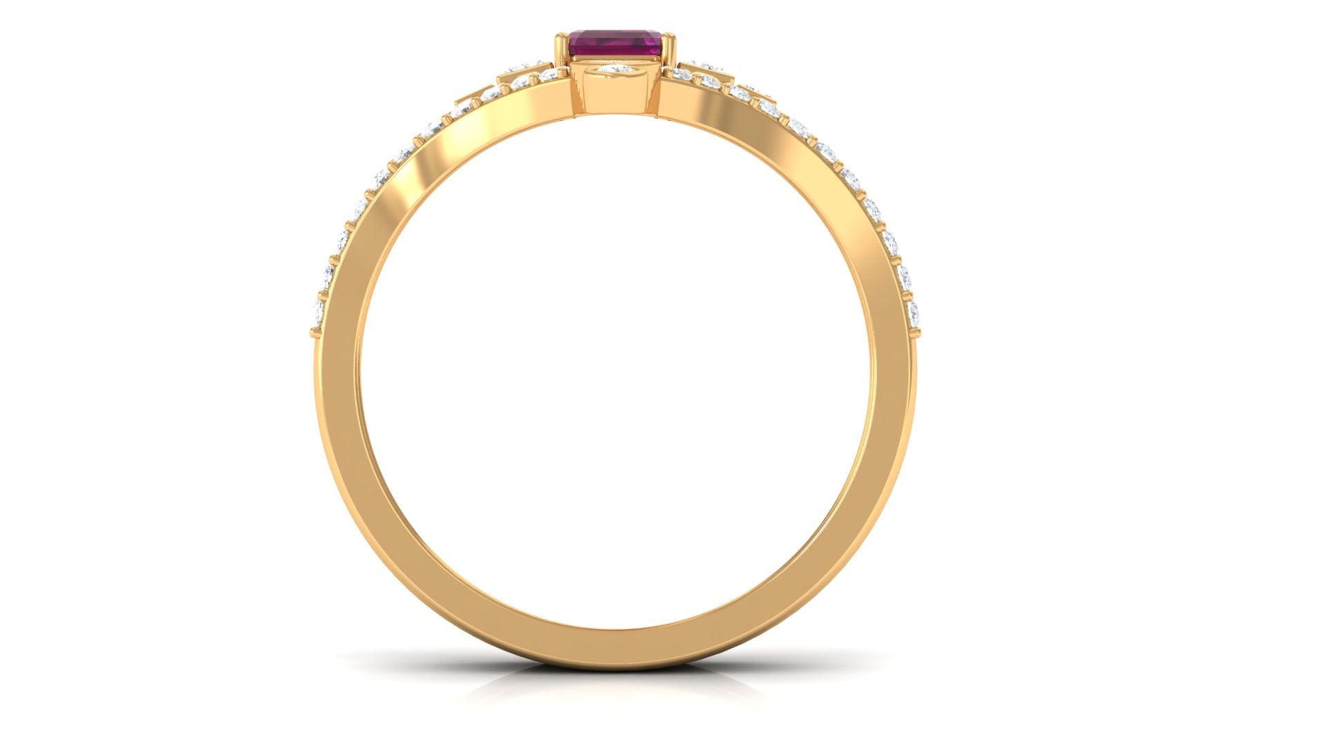 1.50 CT Octagon Cut Rhodolite and Moissanite Ring Set in Gold Rhodolite - ( AAA ) - Quality - Rosec Jewels