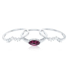 1.50 CT Real Rhodolite and Diamond Stackable Ring Set Rhodolite - ( AAA ) - Quality - Rosec Jewels