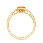 Princess Cut Fire Opal Solitaire Engagement Ring with Diamond Fire Opal - ( AAA ) - Quality - Rosec Jewels