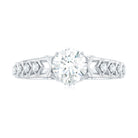 Round Cut Certified Moissanite Art Deco Engagement Ring Moissanite - ( D-VS1 ) - Color and Clarity - Rosec Jewels