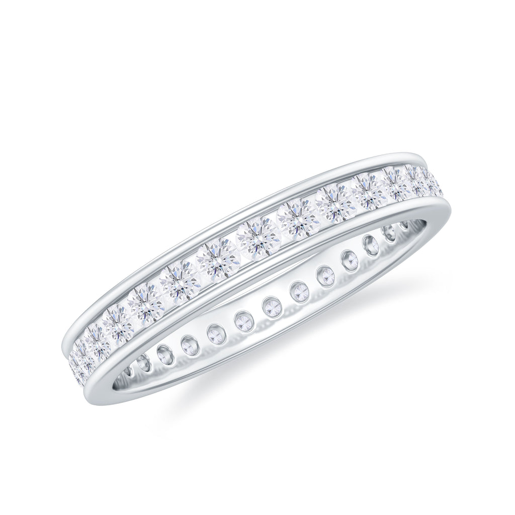 Channel Set Round Moissanite Full Eternity Band Ring Moissanite - ( D-VS1 ) - Color and Clarity - Rosec Jewels