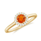 Natural Fire Opal Promise Ring with Diamond Halo Fire Opal - ( AAA ) - Quality - Rosec Jewels