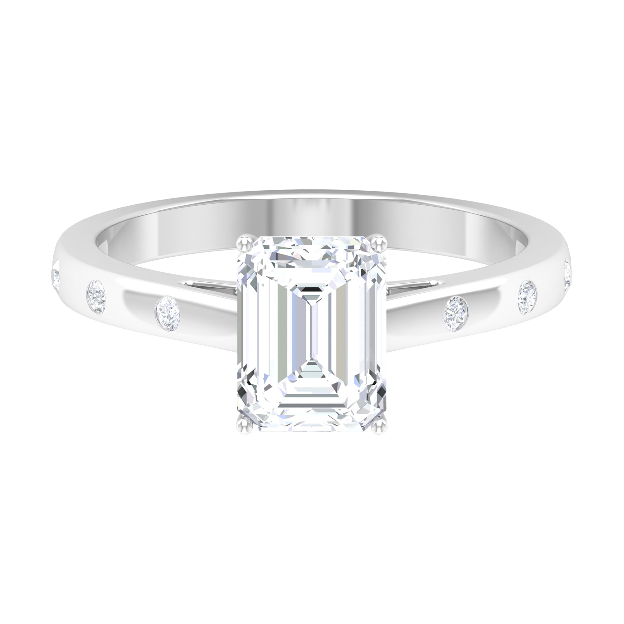 2 CT Moissanite Solitaire Engagement Ring with Hidden Halo Moissanite - ( D-VS1 ) - Color and Clarity - Rosec Jewels