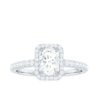 1.50 CT Oval Cut Moissanite Halo Engagement Ring with Side Stones Moissanite - ( D-VS1 ) - Color and Clarity - Rosec Jewels
