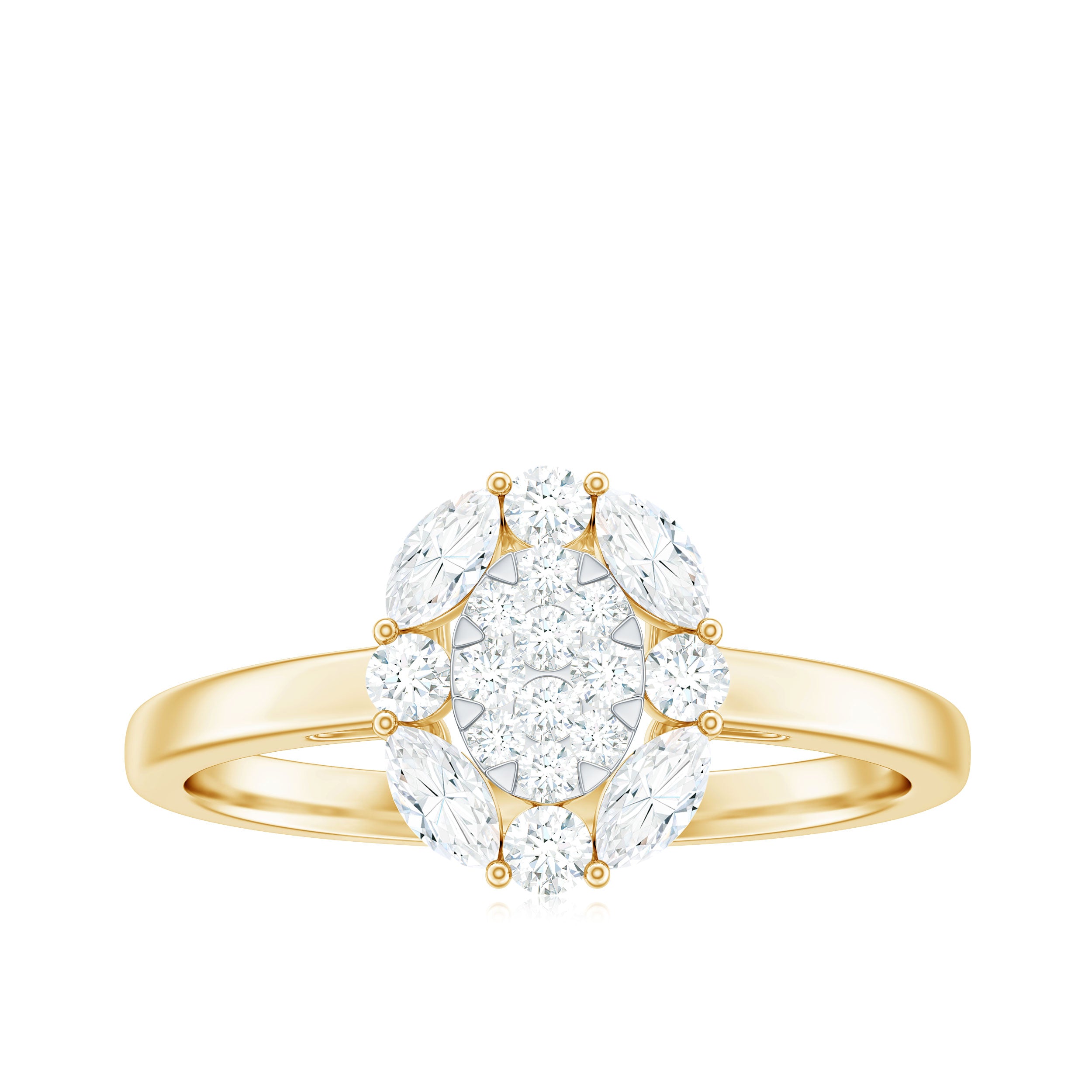 0.75 CT Certified Moissanite Cocktail Engagement Ring in Gold Moissanite - ( D-VS1 ) - Color and Clarity - Rosec Jewels