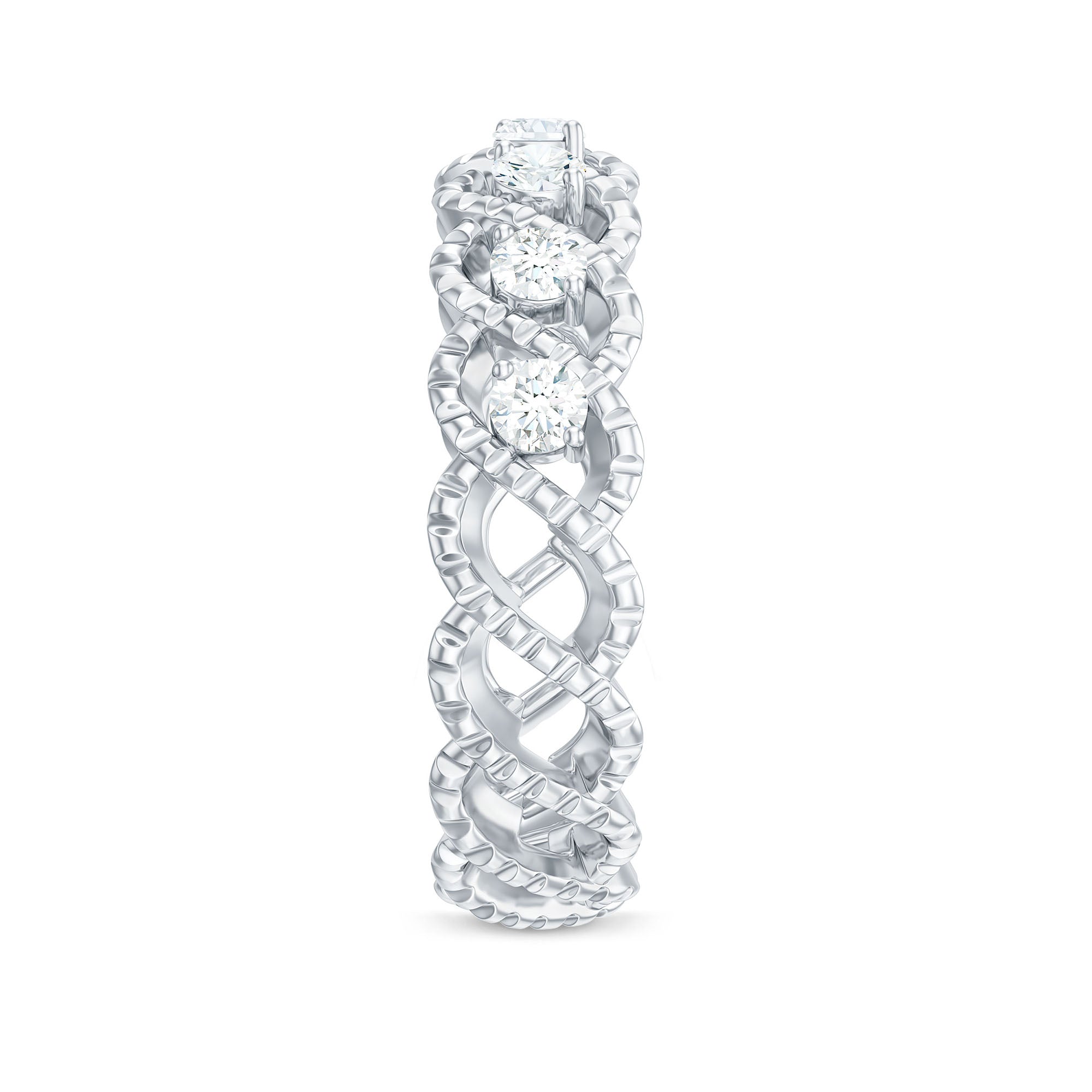 3/4 CT Round Moissanite Twisted Gold Half Eternity Band Ring Moissanite - ( D-VS1 ) - Color and Clarity - Rosec Jewels