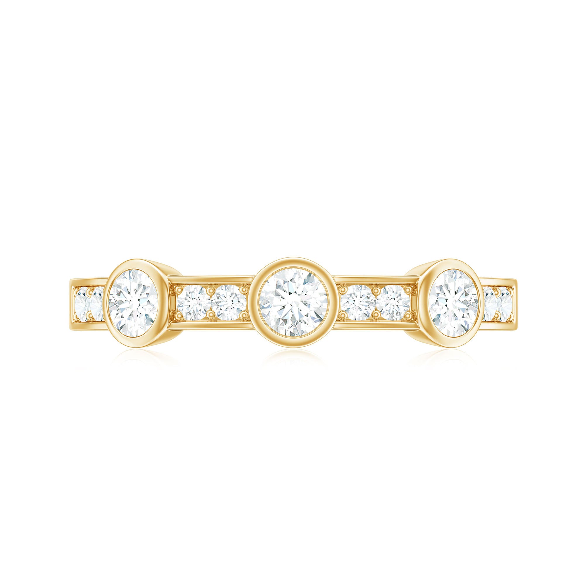 1/2 CT Certified Moissanite Minimal Semi Eternity Ring Moissanite - ( D-VS1 ) - Color and Clarity - Rosec Jewels