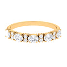 Oval and Round Zircon East West Half Eternity Ring in Gold Zircon - ( AAAA ) - Quality - Rosec Jewels