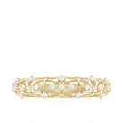 Round Zircon Semi Eternity Band Ring with Gold Filigree Details Zircon - ( AAAA ) - Quality - Rosec Jewels