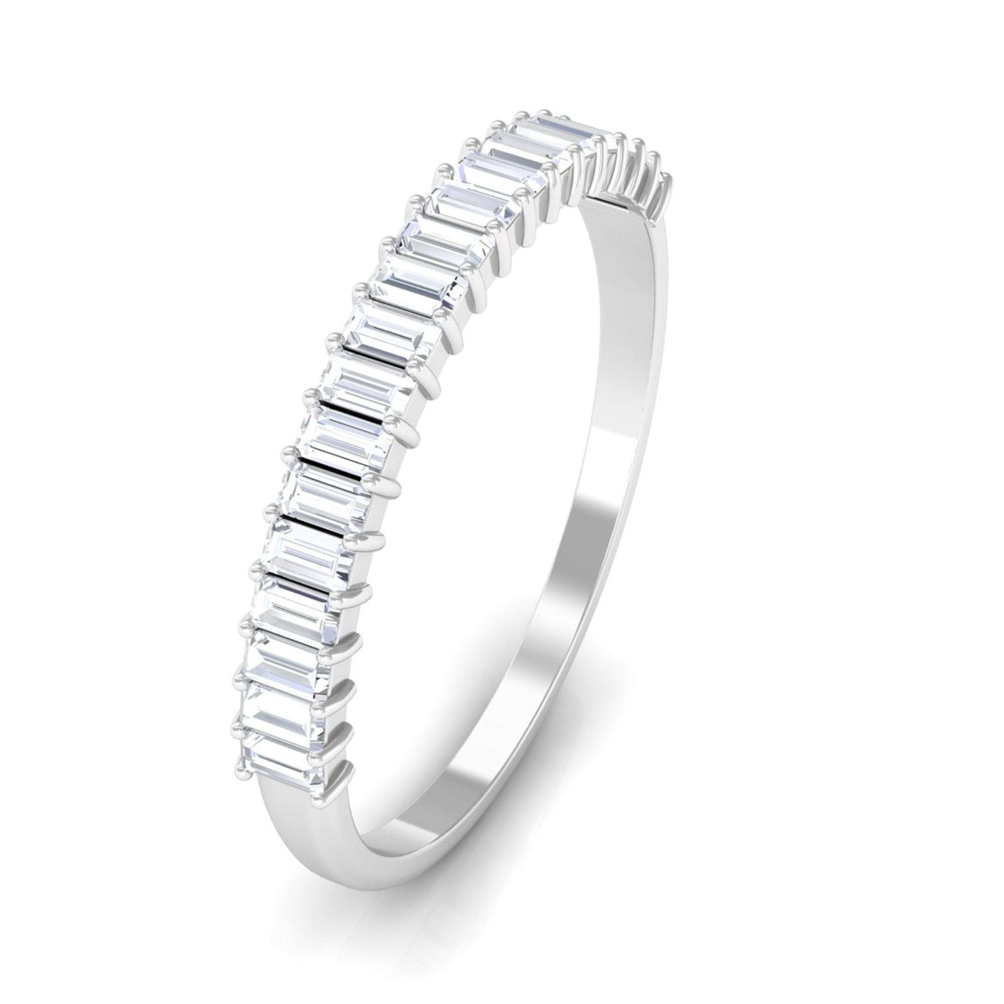 Minimal Baguette Cut Cubic Zirconia Half Eternity Ring Zircon - ( AAAA ) - Quality - Rosec Jewels