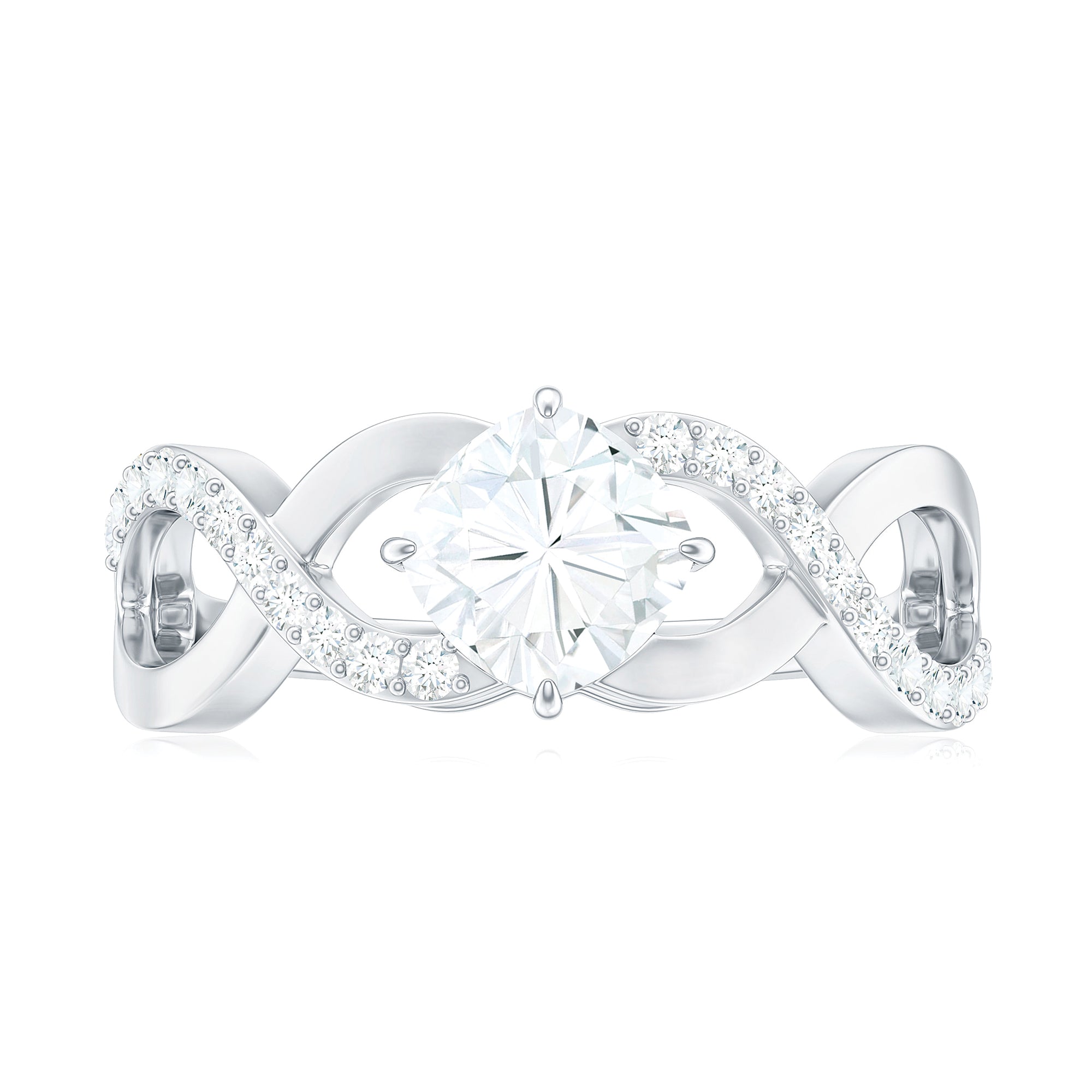 Cushion Cut Certified Moissanite Infinity Style Engagement Ring Moissanite - ( D-VS1 ) - Color and Clarity - Rosec Jewels