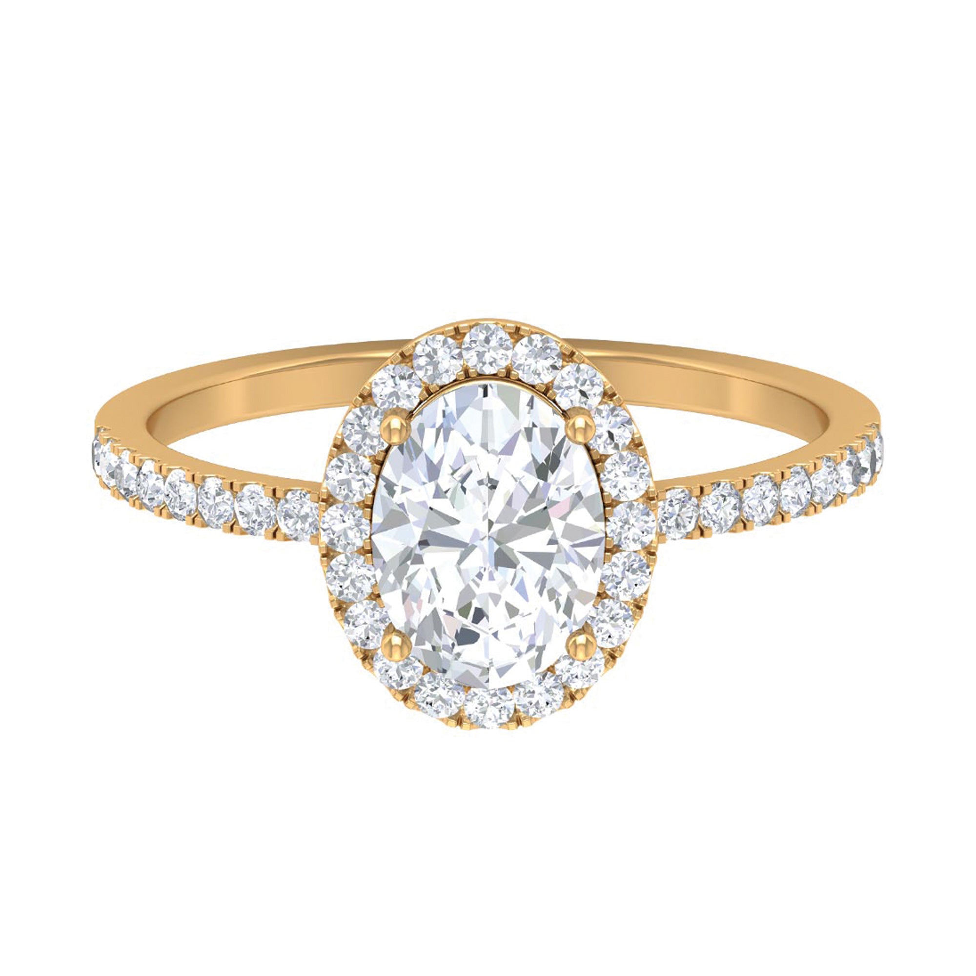 Hannah Brown Inspired Oval Moissanite Classic Halo Engagement Ring Moissanite - ( D-VS1 ) - Color and Clarity - Rosec Jewels