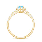 0.75 CT Aquamarine and Diamond Halo Engagement Ring Aquamarine - ( AAA ) - Quality - Rosec Jewels