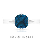 2 CT Cushion Cut London Blue Topaz Two Tone Ring London Blue Topaz - ( AAA ) - Quality - Rosec Jewels
