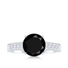 3.75 CT Black Spinel Engagement Ring with Diamond Black Spinel - ( AAA ) - Quality - Rosec Jewels