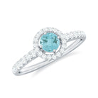 0.75 CT Diamond Halo Engagement Ring with Sky Blue Topaz Sky Blue Topaz - ( AAA ) - Quality - Rosec Jewels
