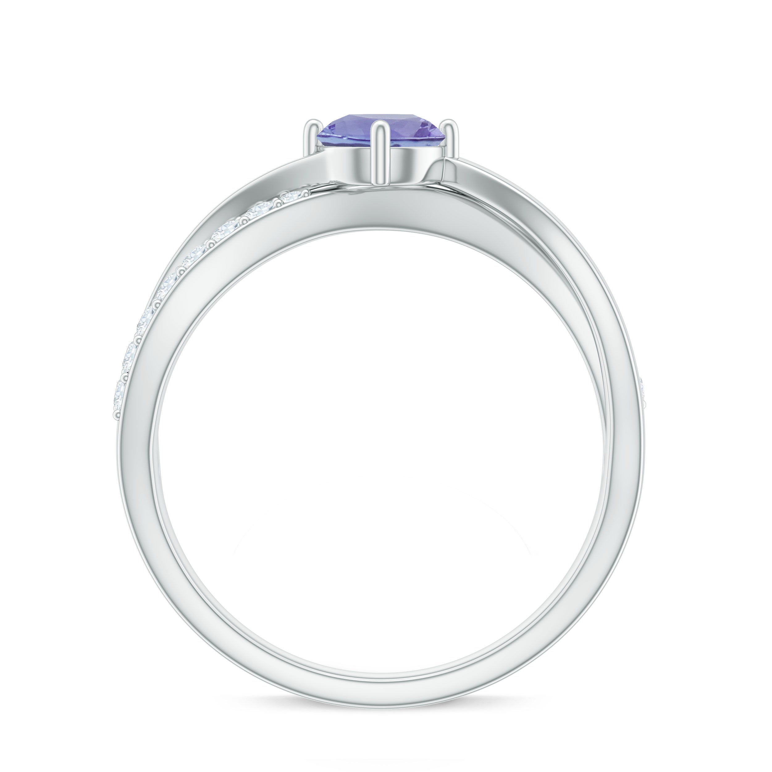 3/4 CT Tanzanite Solitaire and Diamond Infinity Ring Tanzanite - ( AAA ) - Quality - Rosec Jewels