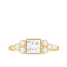 Princess and Round Cut Moissanite Designer Ring in Gold Moissanite - ( D-VS1 ) - Color and Clarity - Rosec Jewels